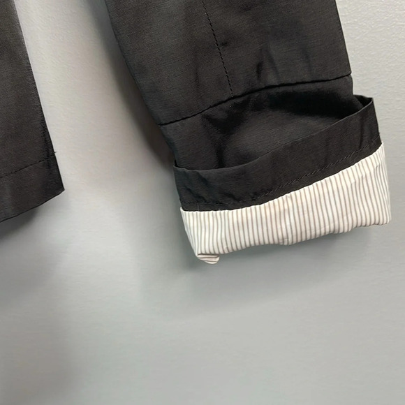 BLACK RIVET Double Breasted Short Trench Coat Jacket Black Sash Tie Belt Size M - Picture 7 of 14